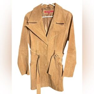 Jennyfer J. Tan Suede Trench Coat Y2K